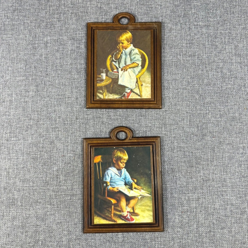VTG Ingwersen Art Prints Gretchen & Gary Boy Reading Girl Eating 1973 5X7: Wall